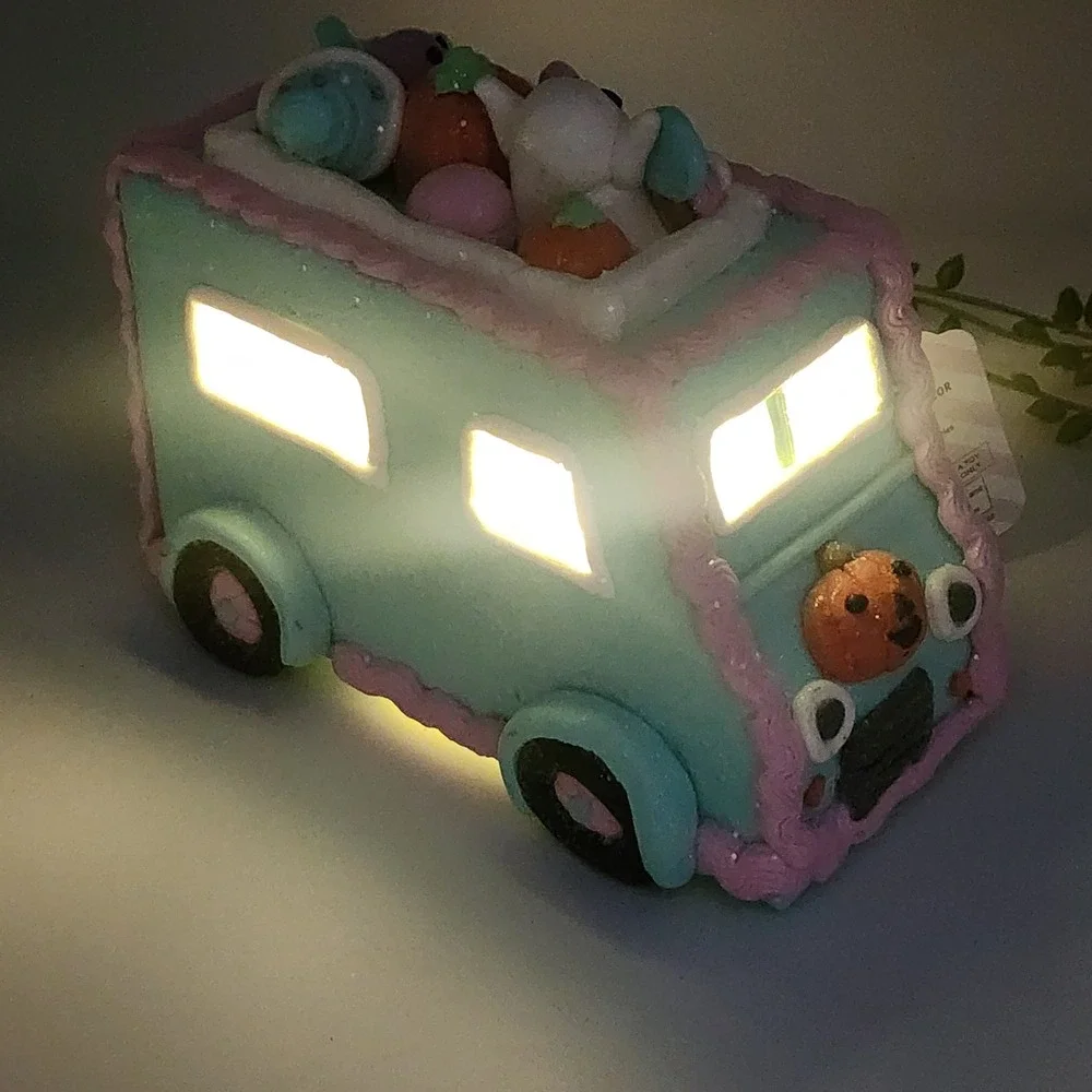 Halloween Gingerbread LED Lighted Ice Cream Truck Pastelween Teal Pink Ghost